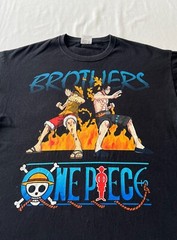 Vintage 2000s One Piece Monkey D Luffy Ace Portgas D Anime Black T-shirt