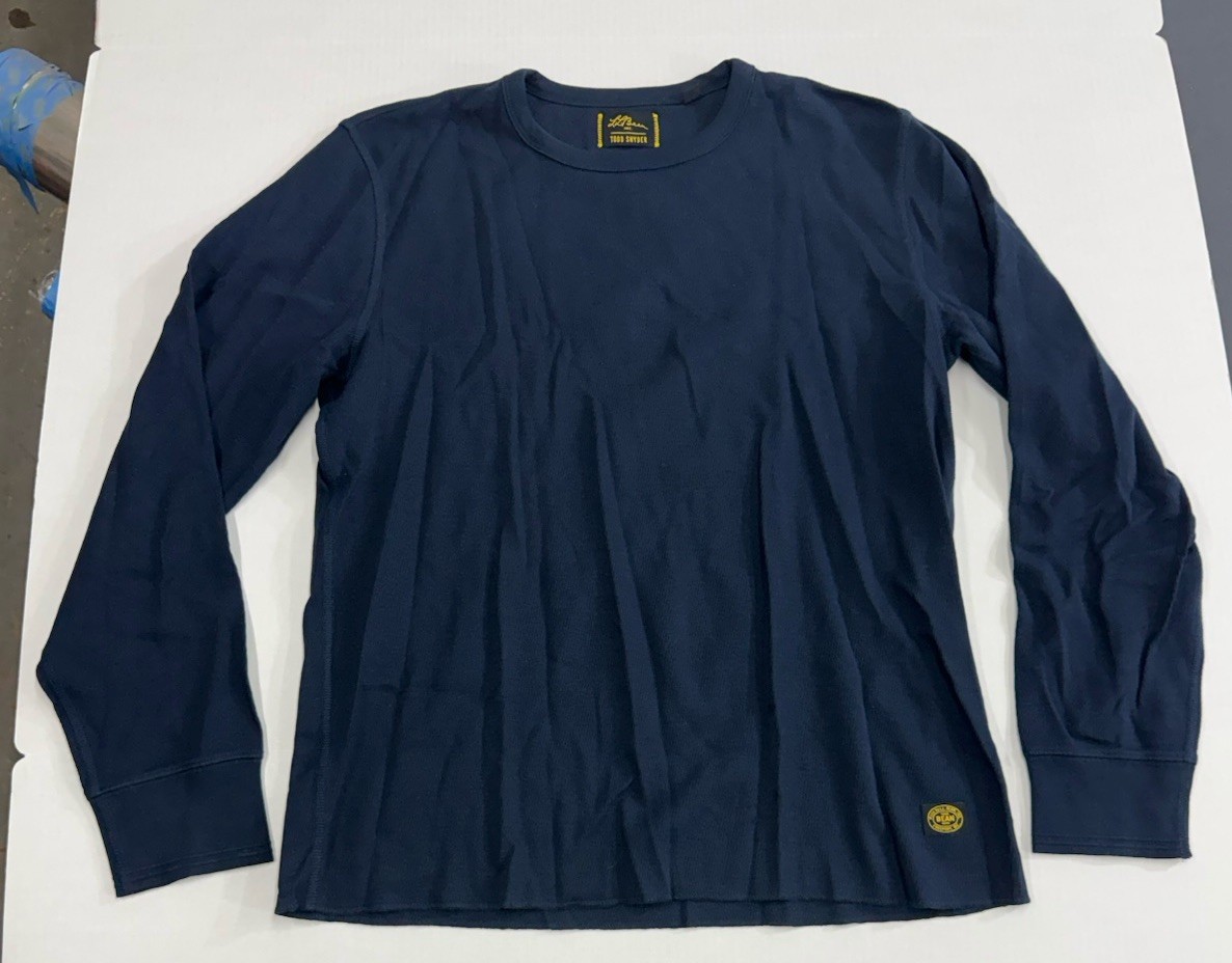 L.L. Bean x Todd Snyder Mens Large Navy Waffle Knit Thermal Long Sleeve Shirt gallery