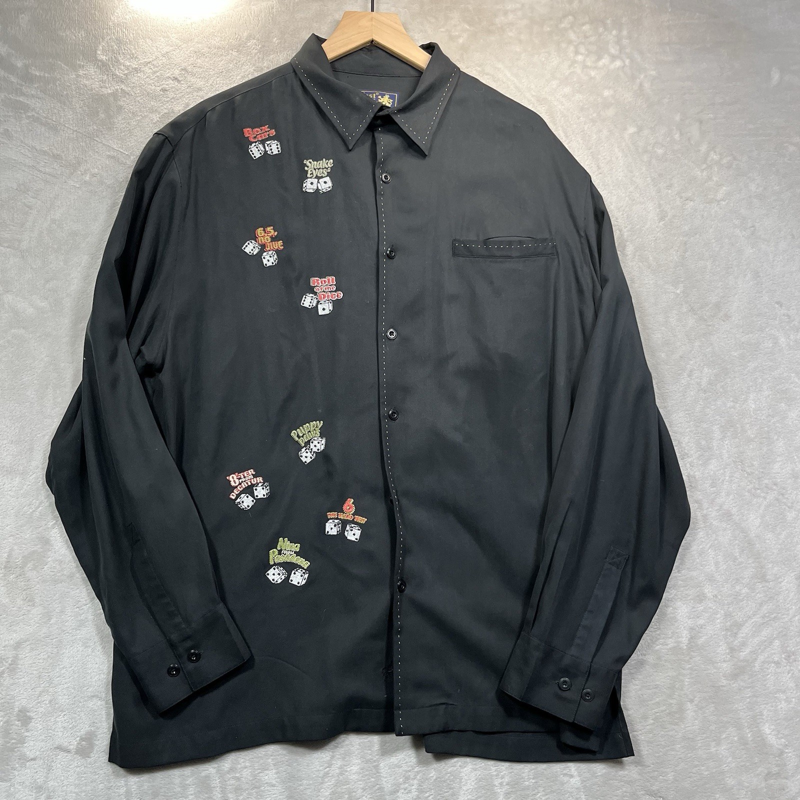 Nat Nast Shirt Men’s Black Silk Long Sleeve XL Luck Be A Lady