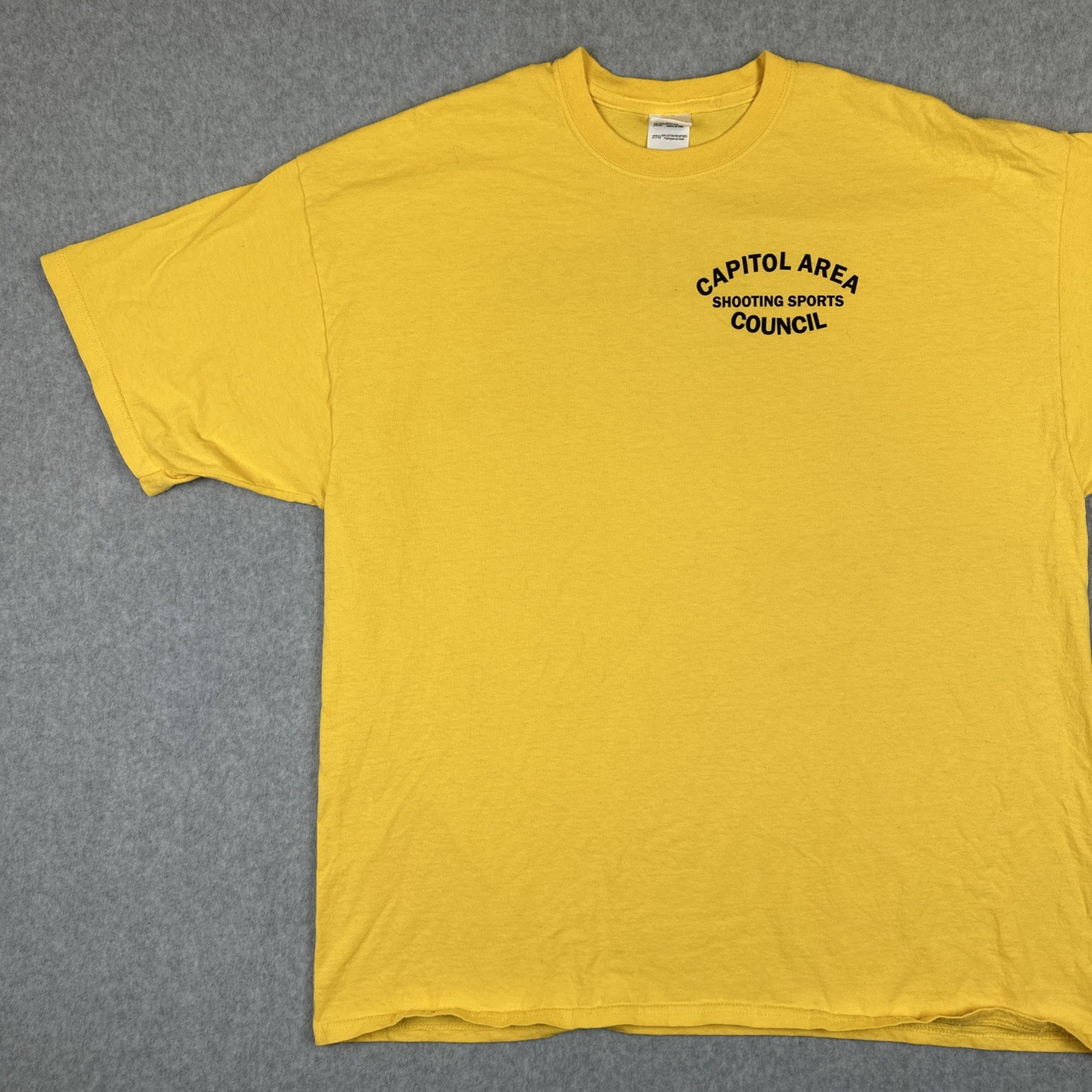 Vtg Gikdan Mens XXL Yellow T Shirt Capitol Area Shooting Sports Instructor Tee gallery
