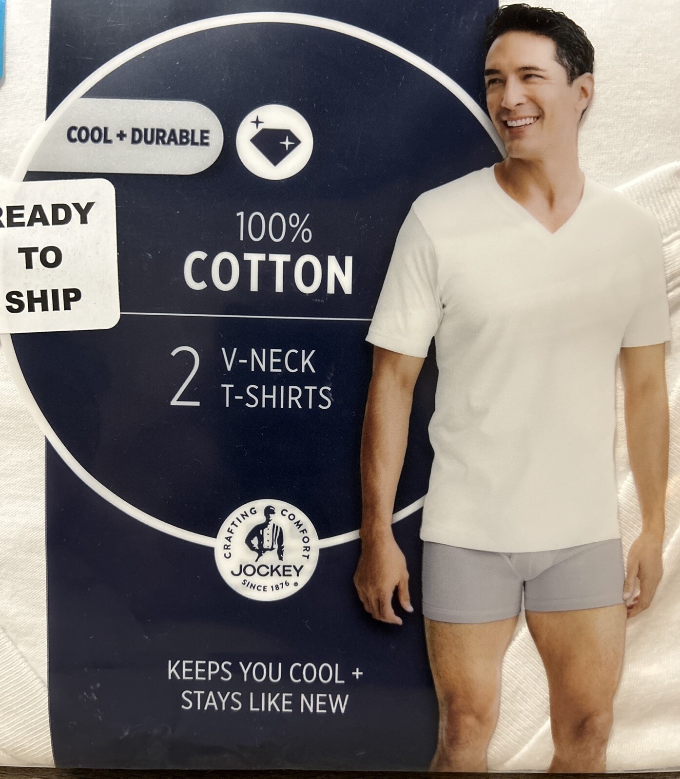Jockey Mens Tall Man Classic V-Neck 2 Pack 2XLT T-Shirts 100% Cotton Brand New gallery