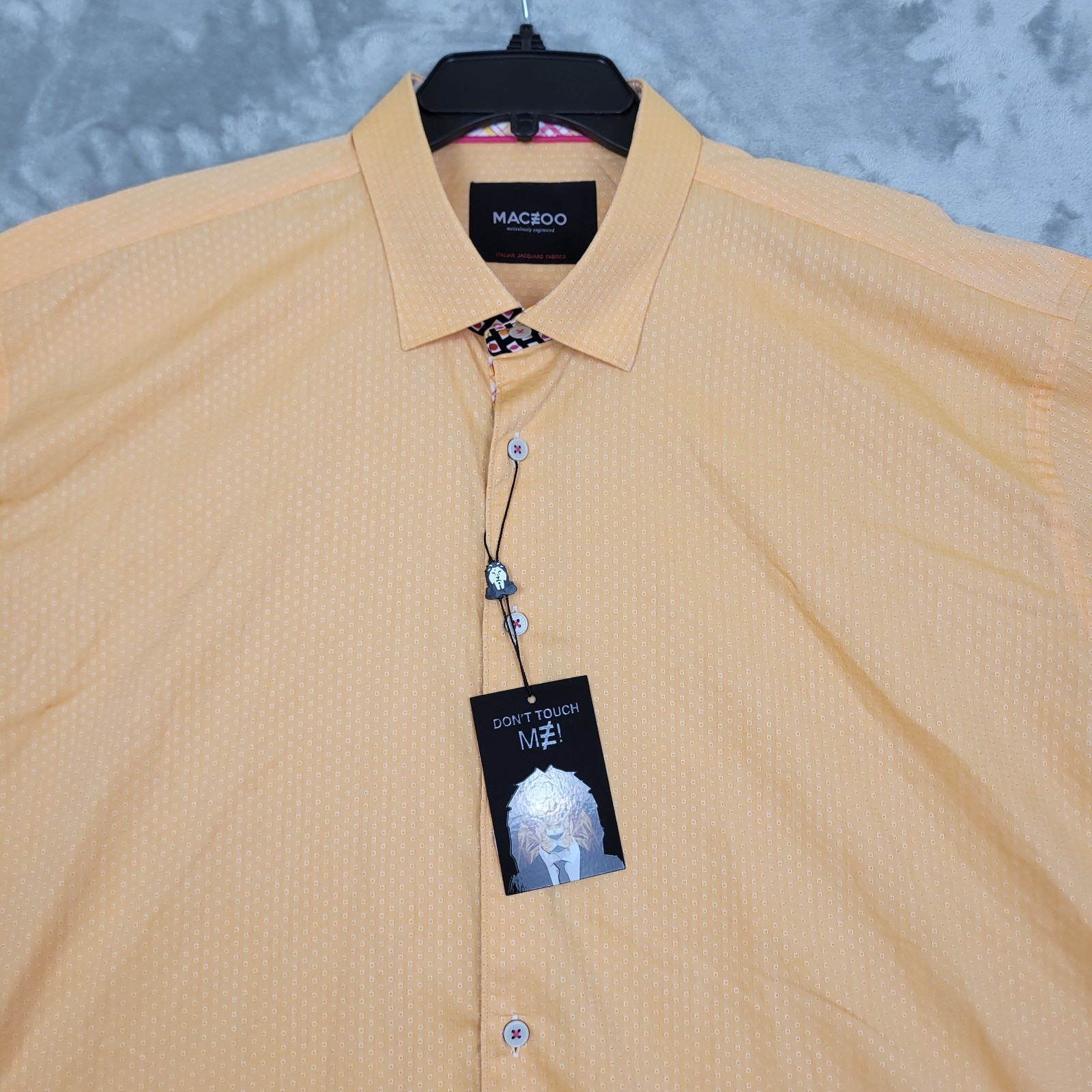 Maceoo Mens 4XL Orange Geometric Short Sleeve Shirt Casual Italian Cottton gallery