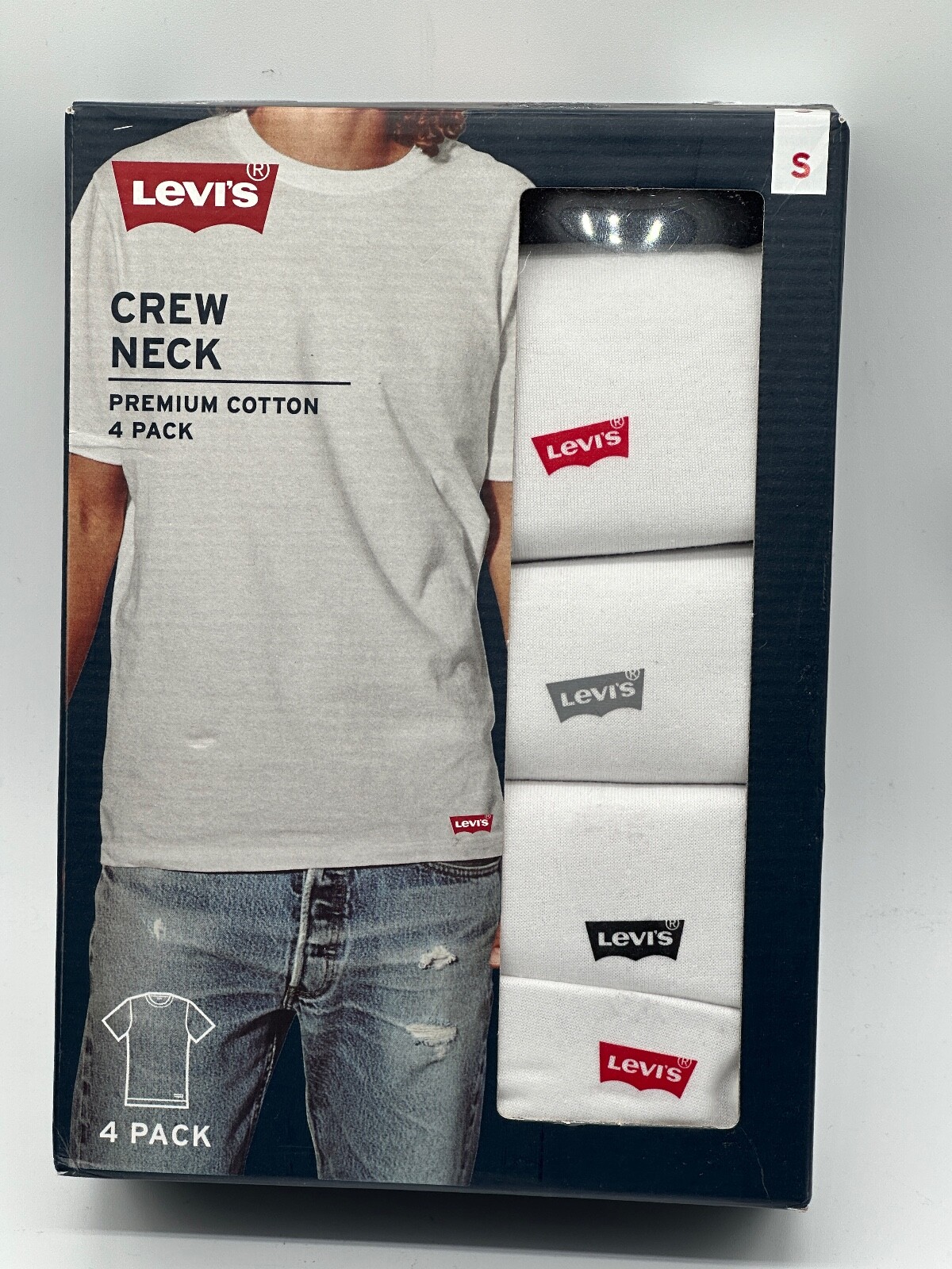 NEW 3/4/5 PACK LEVI'S MENS V-NECK / CREW NECK & TANK WHITE PREMIUM COTTON S /L gallery