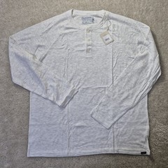 Faherty Cloud Cotton Henley Shirt Mens 2XL Beige Stretch Preppy Minimalist New