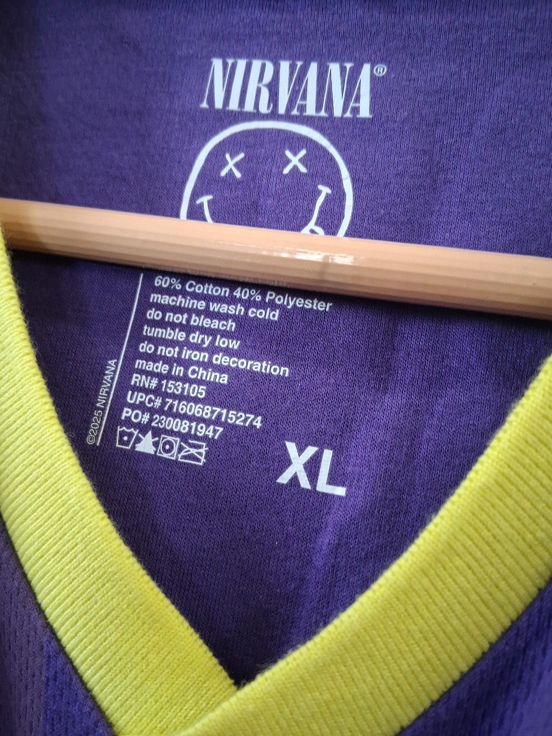 Nirvana In Utero "91" Purple Soccer Jersey Size XL Kurt Cobain Grunge Wear NWT gallery