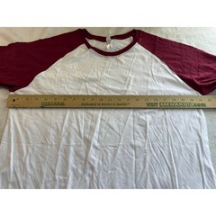 Royal Avalon Mens Raglan Baseball Tee Long Sleeve White Burgundy Shirt L 6Pk