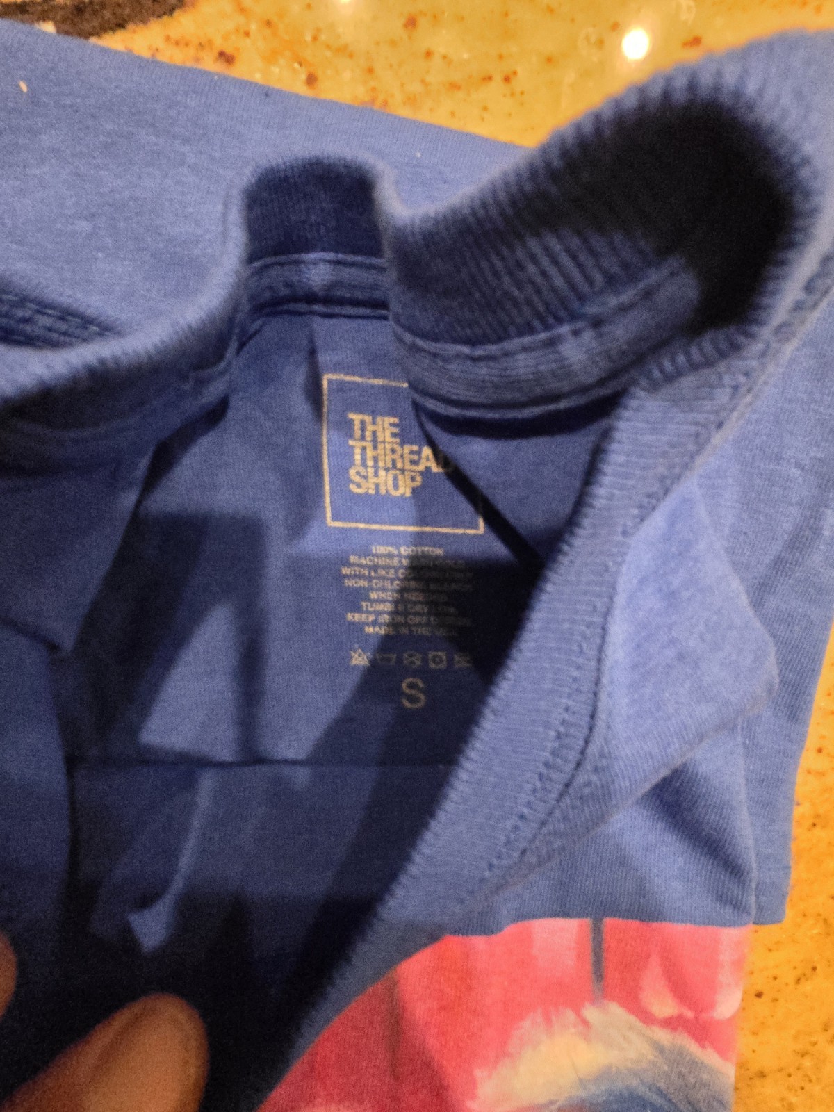 The Thread Shop Blue Cotton Graphic Print Men's Crew Neck T-Shirt Size S gallery