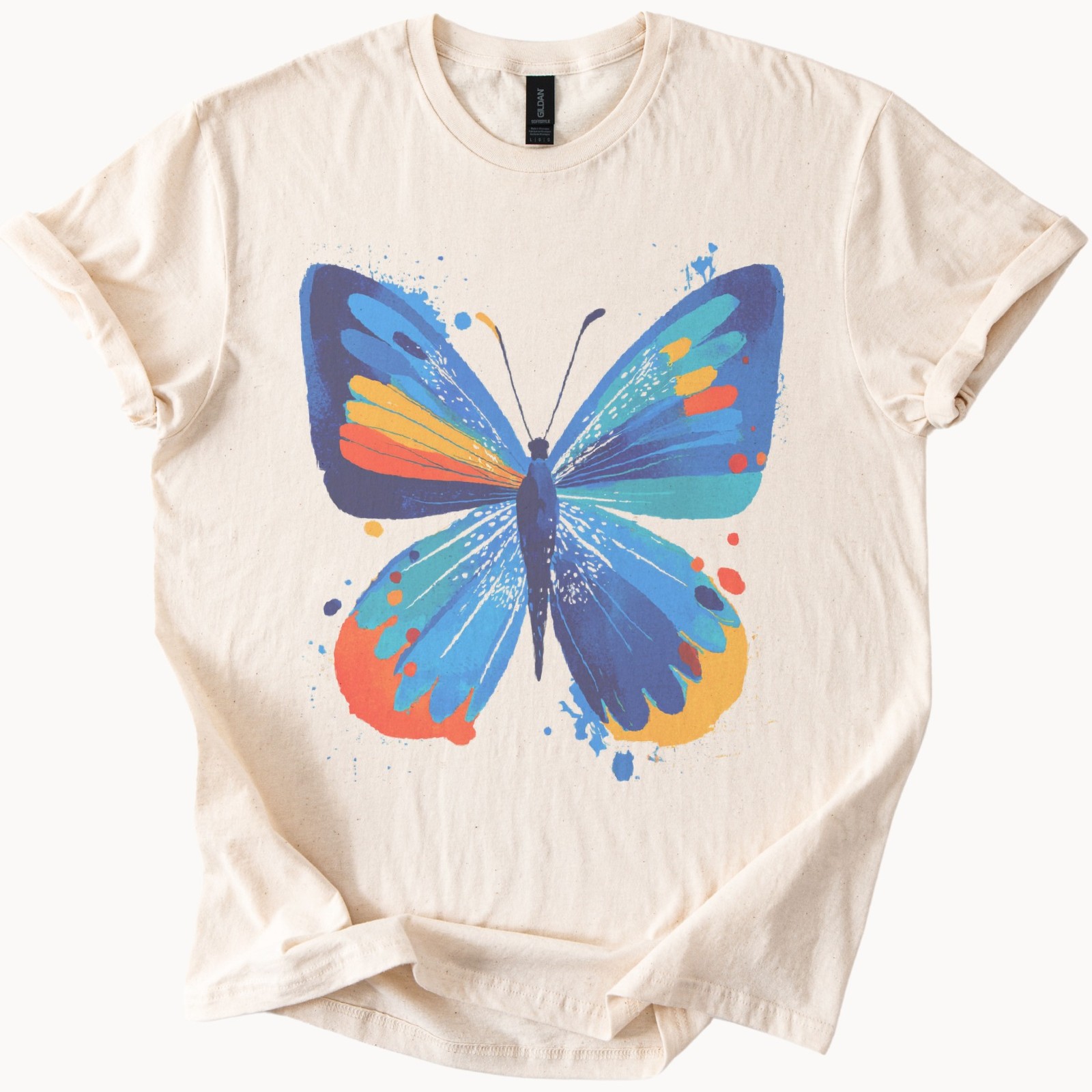 Colorful Butterfly Graphic Tee Vibrant Wings Nature Art Design
