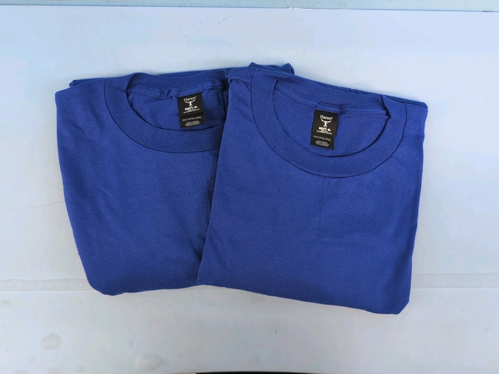 Hanes Beefy T Heavyweight Cotton Short Sleeve Men T Shirt 2 Pack 2XLT Deep Royal