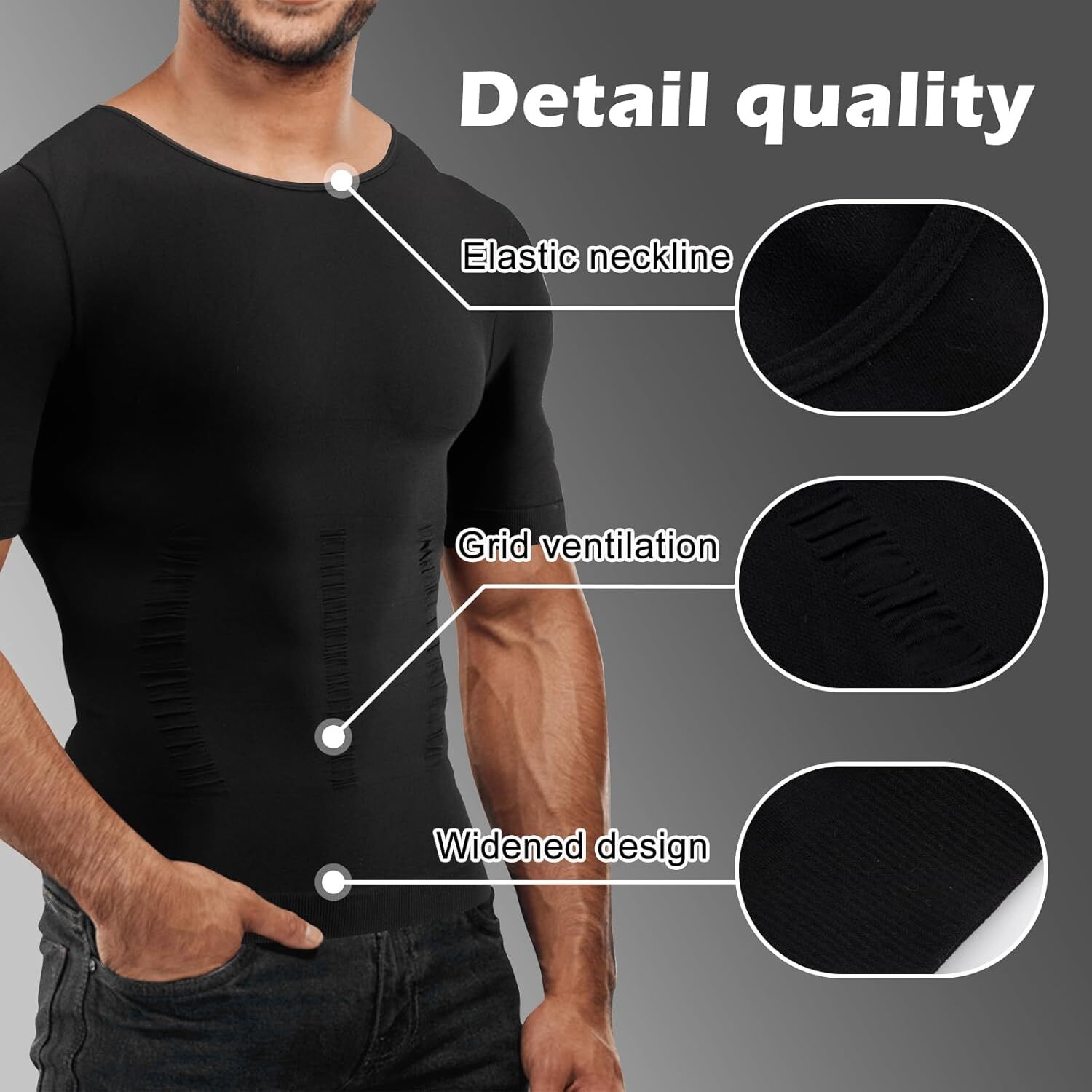 Mens Compression Shirt Slimming Body Shaper Tight Tank Top Breathable Underwear gallery