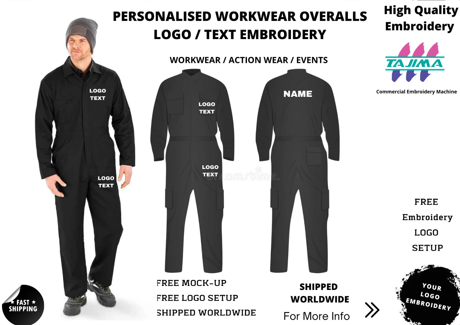 Embroidered Mechanic Overalls – Personalized Workwear, Father's Day Gift gallery