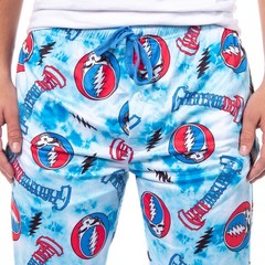 Grateful Dead Men’s Steal Your Face Blue Tie Dye Adult Lounge Pajama Pants