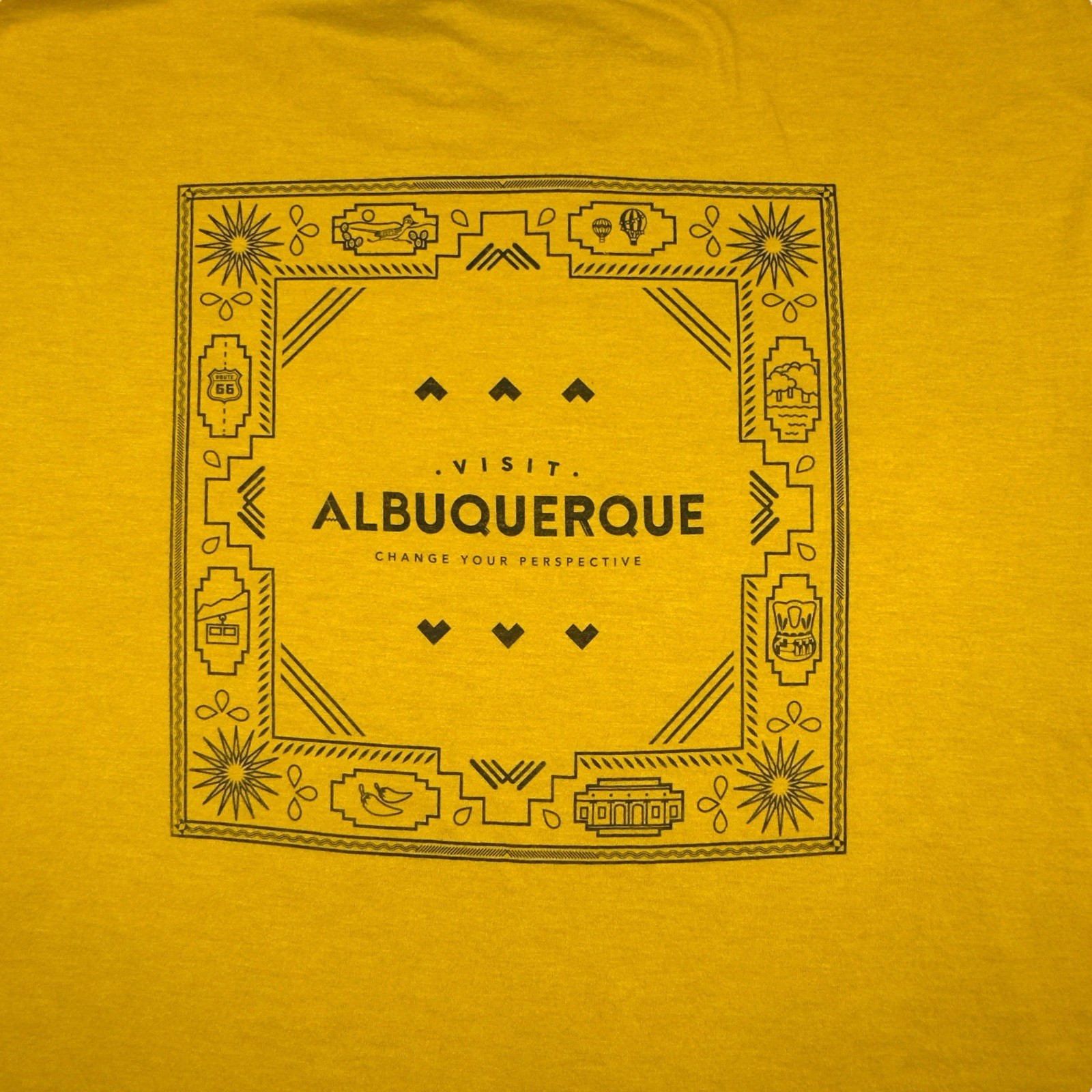 Visit Albuquerque Graphic T-Shirt Size L Yellow Tri-Blend Tourist Promo Tee gallery