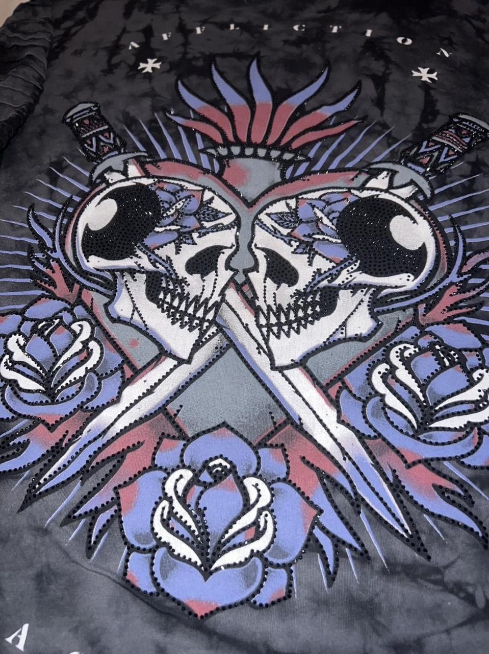 Black label Affliction long sleeve shirt swords skulls graphic stripe detail Y2K gallery