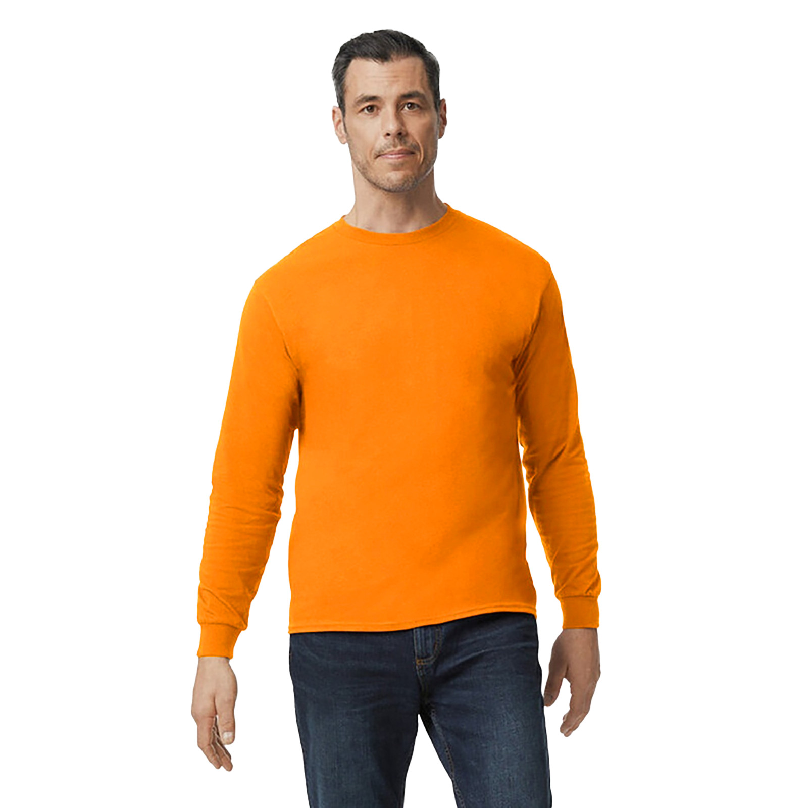 Gildan Safety Green & Orange Mens Tee Crewneck Long Sleeve T-Shirt S-3XL - 5400 gallery