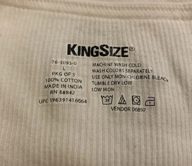 Kingsize Brand Men’s Undershirts 5 Pack White Size Large Cotton Tank gallery