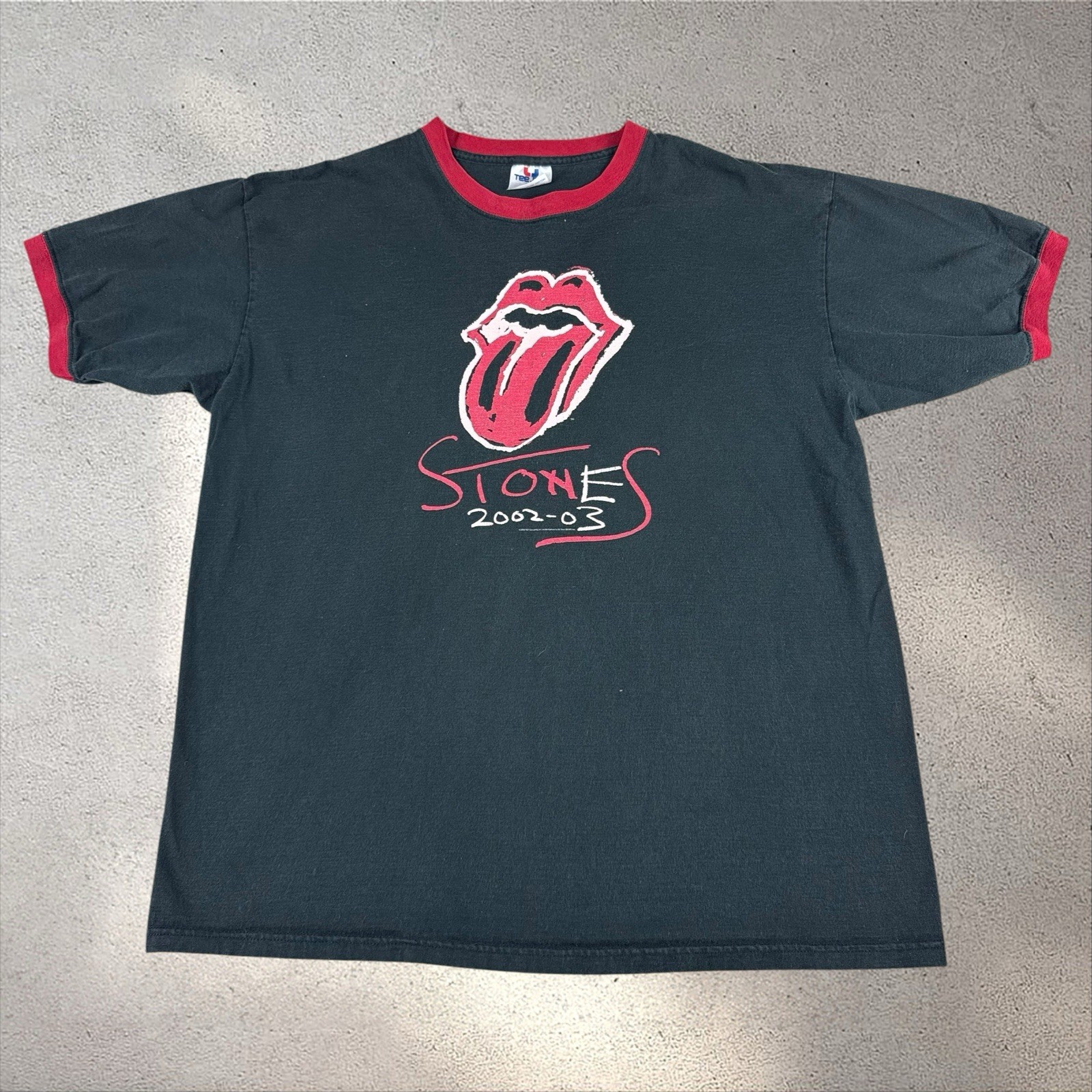 Vintage 2002-03 Rolling Stones Concert Tour Shirt XL Black Ringer USA Teejays gallery