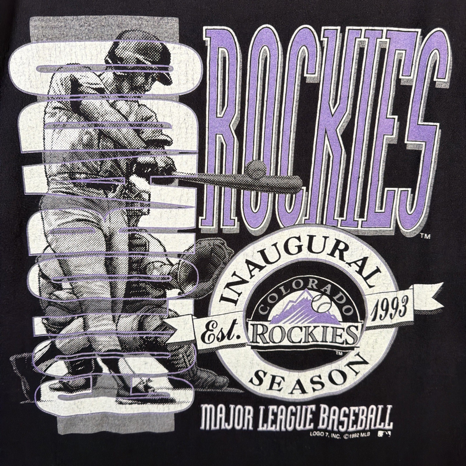 Vintage Colorado Rockies Shirt Mens Large Black 90s Baseball MLB Sports 1992 USA gallery