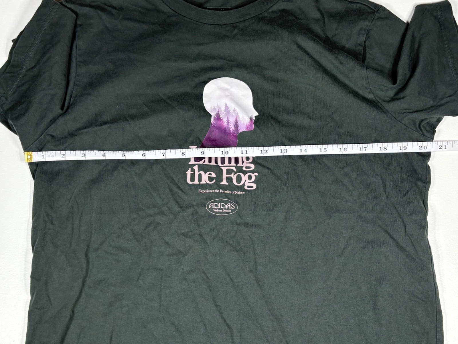 Adidas T Shirt Men M Green Lift The Fog Graphic Outdoor Nature Cotton Casual gallery