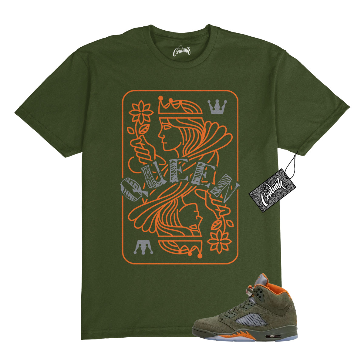 5 Olive Army Solar Orange Black Grey T Shirt Match QUEEN