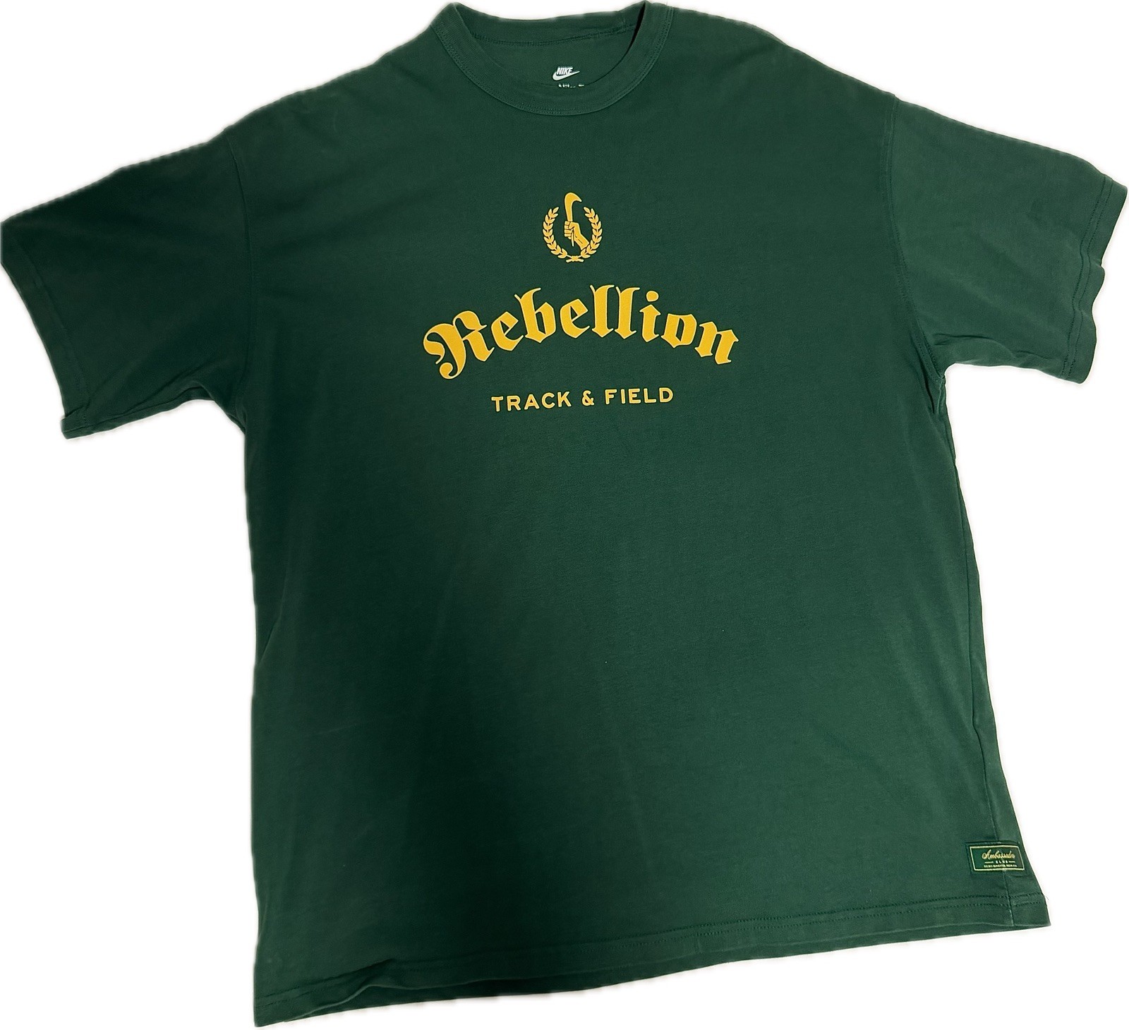 Nike Ambassadors Club Rebellion Track & Field Mens T-Shirt Kelly Green L Large