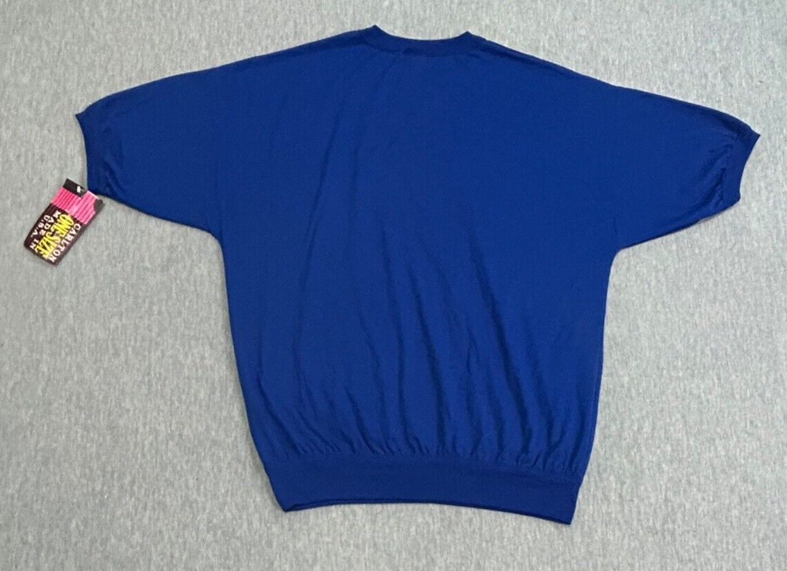 VTG Carlton Tee Shirt Mens Blue 2XL Ribbed Cuff Short Sleeve 80s T-Shirt USA gallery