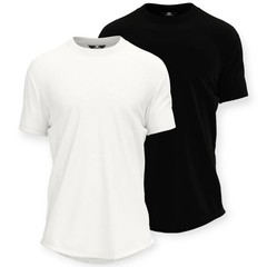Jordan Craig Mens 8991A-2pK Two Pack Scallop Tee (Black White)