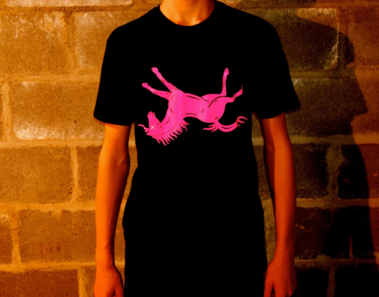 DEAD, FUCHSIA UNICORN ~ ANTI-BRAND 100% Cotton T-Shirt ~ BLACK