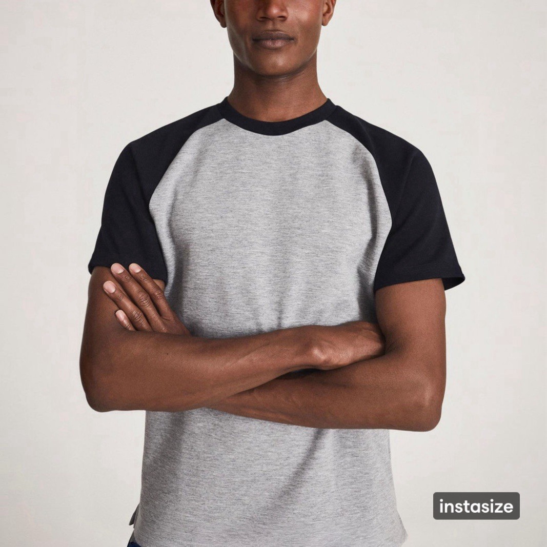 Reiss Mens Small Gray Colorblock Dudley Contrast Raglan Sleeve T-Shirt gallery