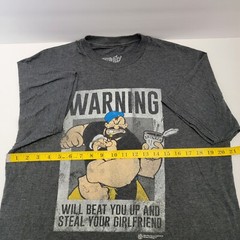Tee Luv Mens Dark Grey Popeye/Brutus Warning Beat you up steal your GF T-shirt L