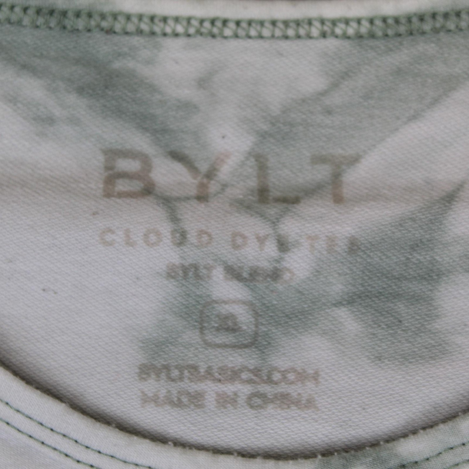 BYLT Shirt Mens XL Green White Cloud Dye Tee Short Sleeve Stretch Casual Soft gallery
