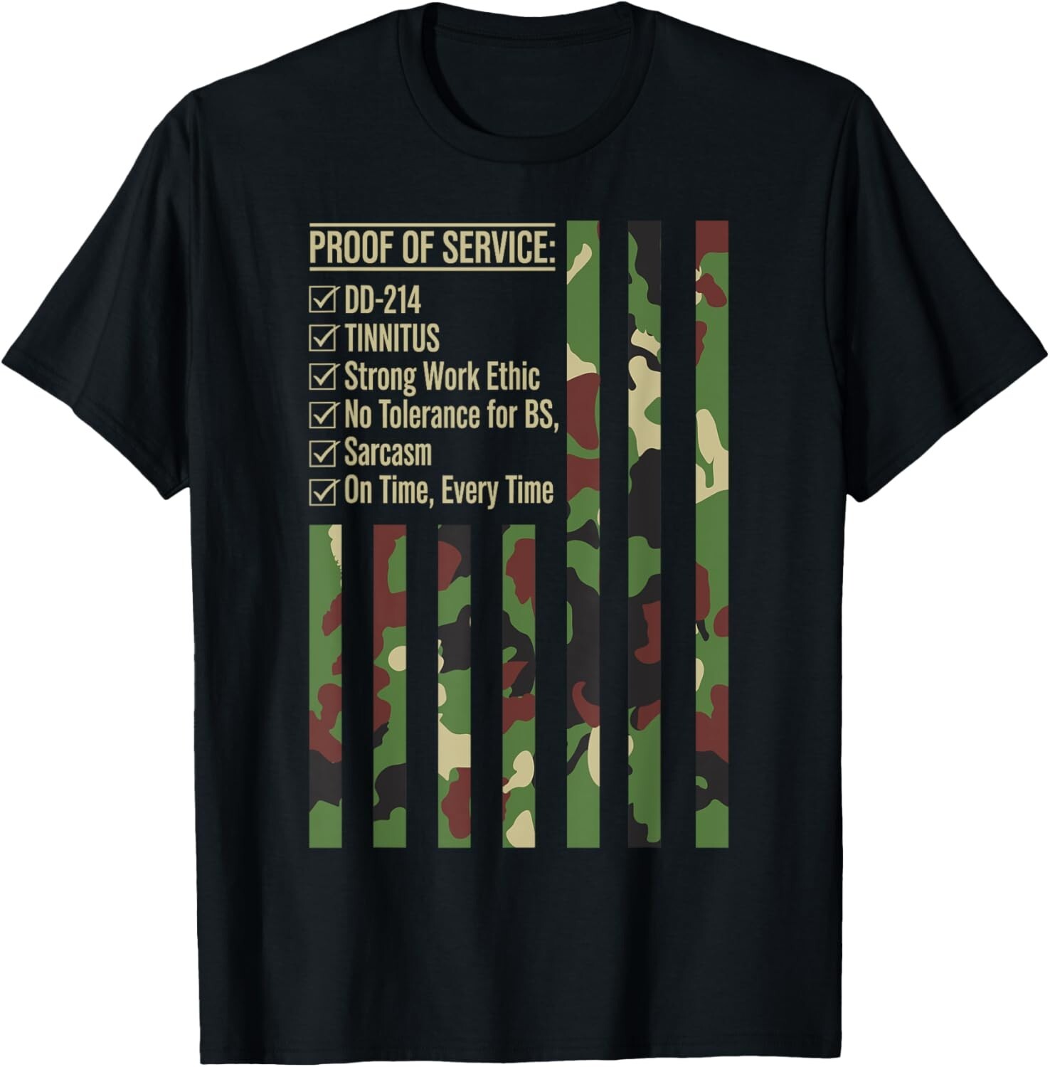 Proof of Service t shirt Camouflage Strip USA Flag DD-214 Gift Unisex T-Shirt gallery