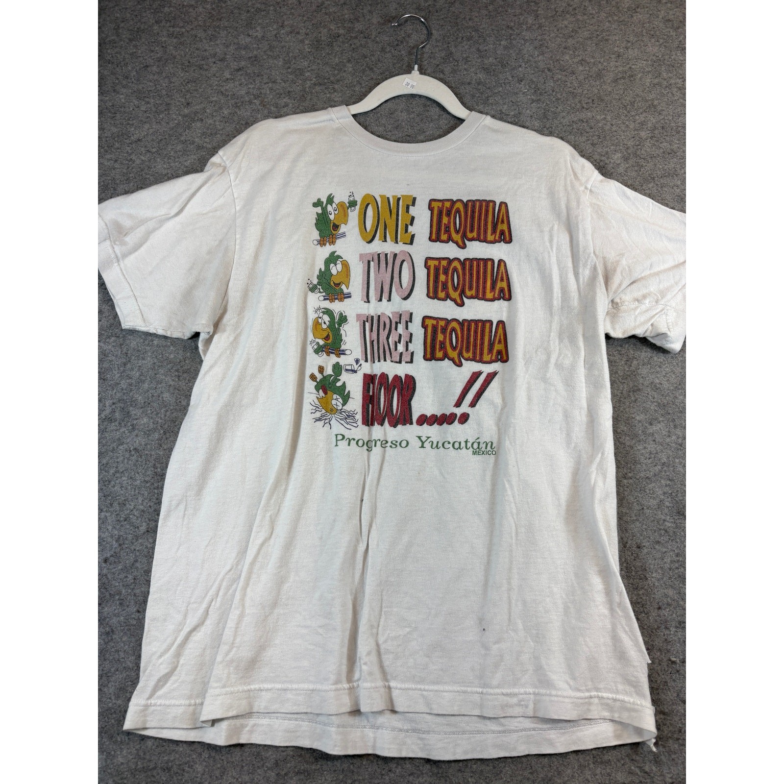 Vintage 90s Y2K Tequila Novelty Funny Shirt Mens Large White Humor Streetwear