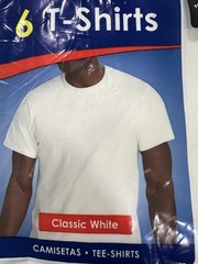 6 White Medium 38-40 Inch Crew Neck T-Shirts Fruit Of The Loom New