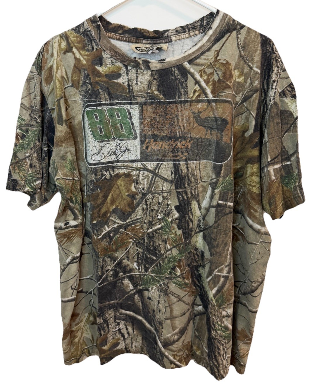 90s Dale Earnhardt Jr. Realtree Men’s L Camo Hendrick NASCAR Logo T-Shirt