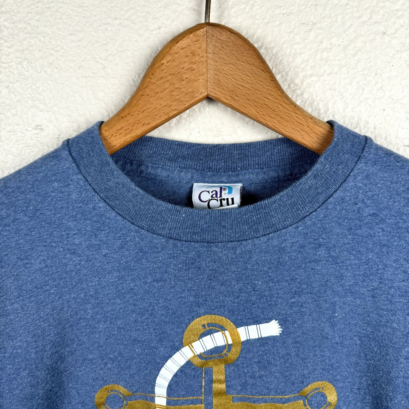 Vintage Seagrove Beach Shirt Sz Large Blue Short Sleeve Anchor Nautical USA 90s gallery
