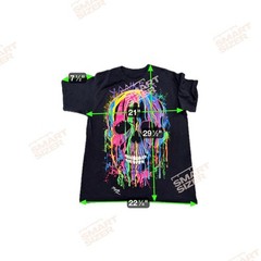 Yankees Neon Drip Skull Shirt M Rainbow Paint Splatter Art Tee Black Rare