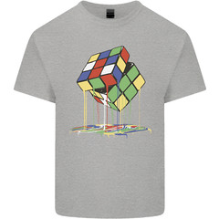 Dripping Rubix Cube Funny Puzzle Mens Cotton T-Shirt Tee Top
