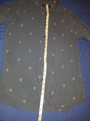 Pac Sun Mens Button Down Black Shirt with Red Rose Pattern, Rayon Size S
