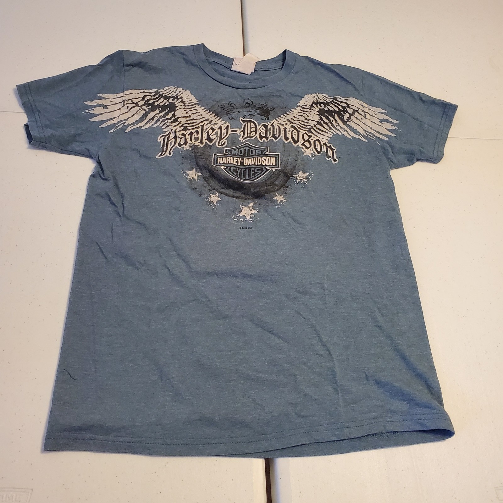 Harley-Davidson Hyderabad India Eagle Flame Wings T-Shirt Men's Medium Blue Y2K gallery