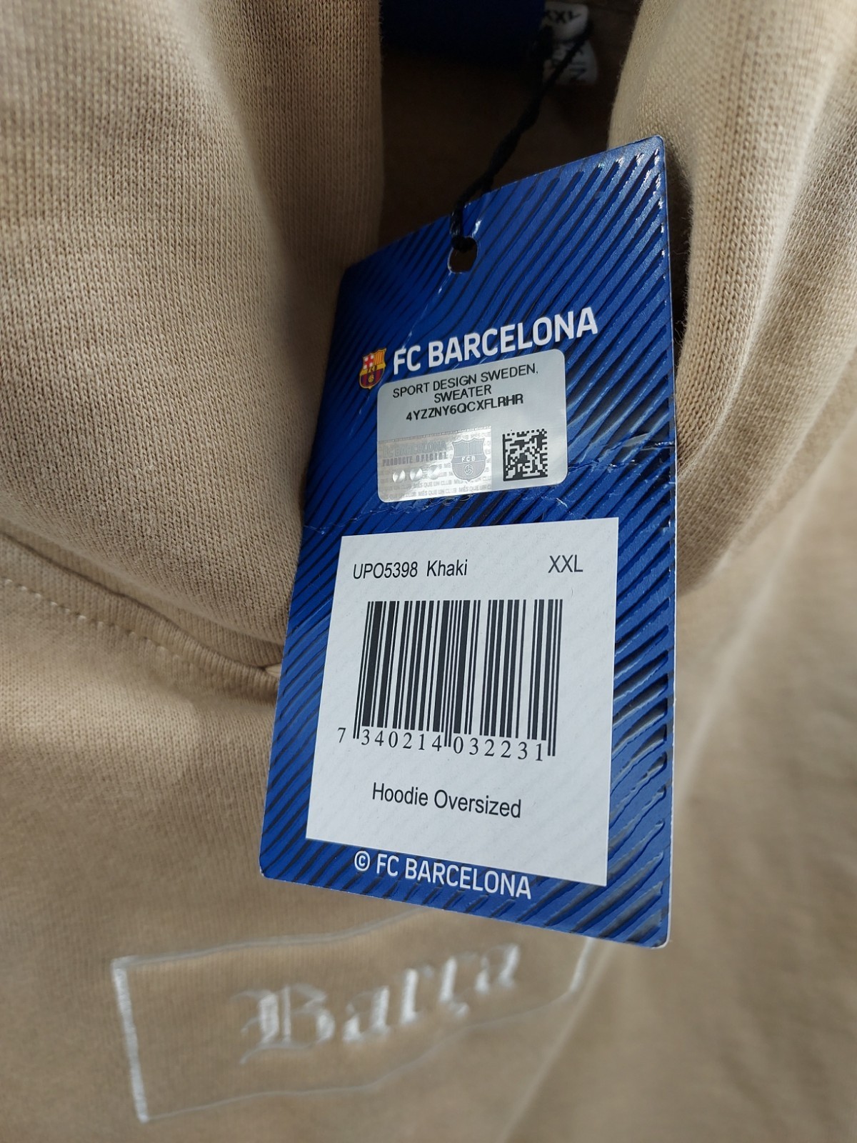 FC Barcelona Soccer Fleece Pullover Hoodie XXL - Khaki (M1-E3) gallery