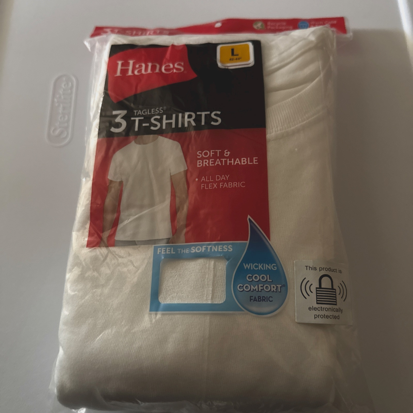 Hanes ComfortSoft 2135 Crewneck Tagless Men's T-shirt L 3 Pack- White gallery