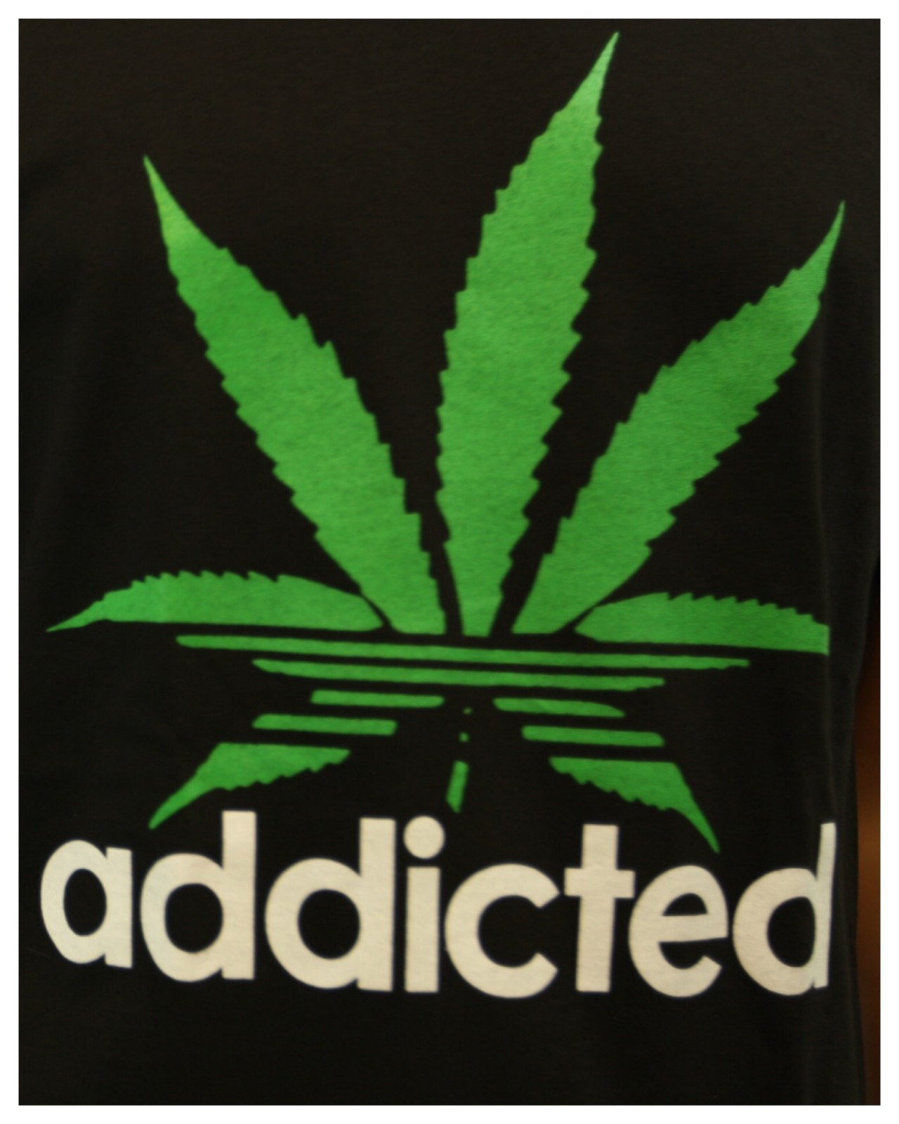 Printed Graphic Black T-Shirts Weed Marijuana ADDICTED Pot Casual Fashion Urban gallery