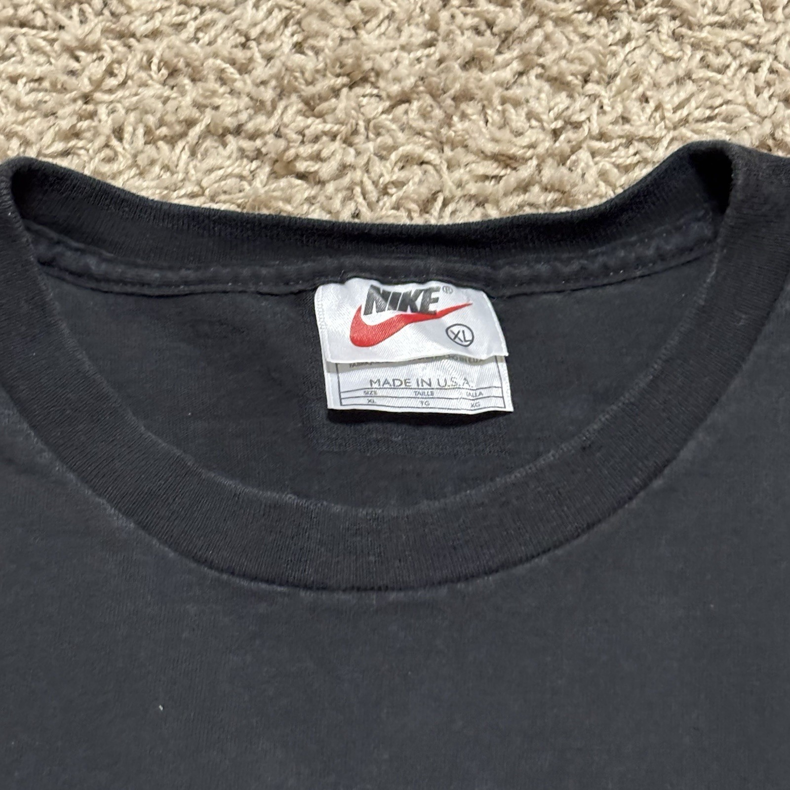 Vintage Y2K 80s 90s Made In USA Nike Flight Basketball Black T Shirt Mens XL gallery