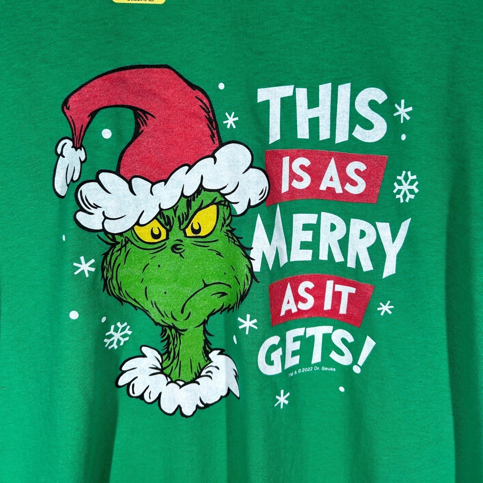 The Grinch This is As Merry As It Gets Christmas T Shirt Green Gildan Sz Medium gallery