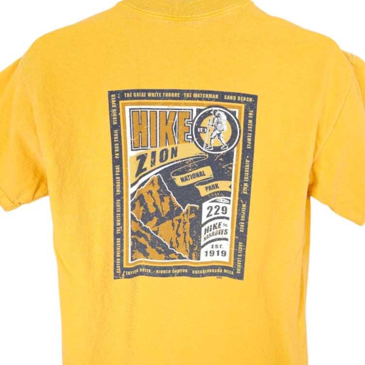 Hike Zion T Shirt Mens Size Medium Yellow National Park Travel Destination gallery