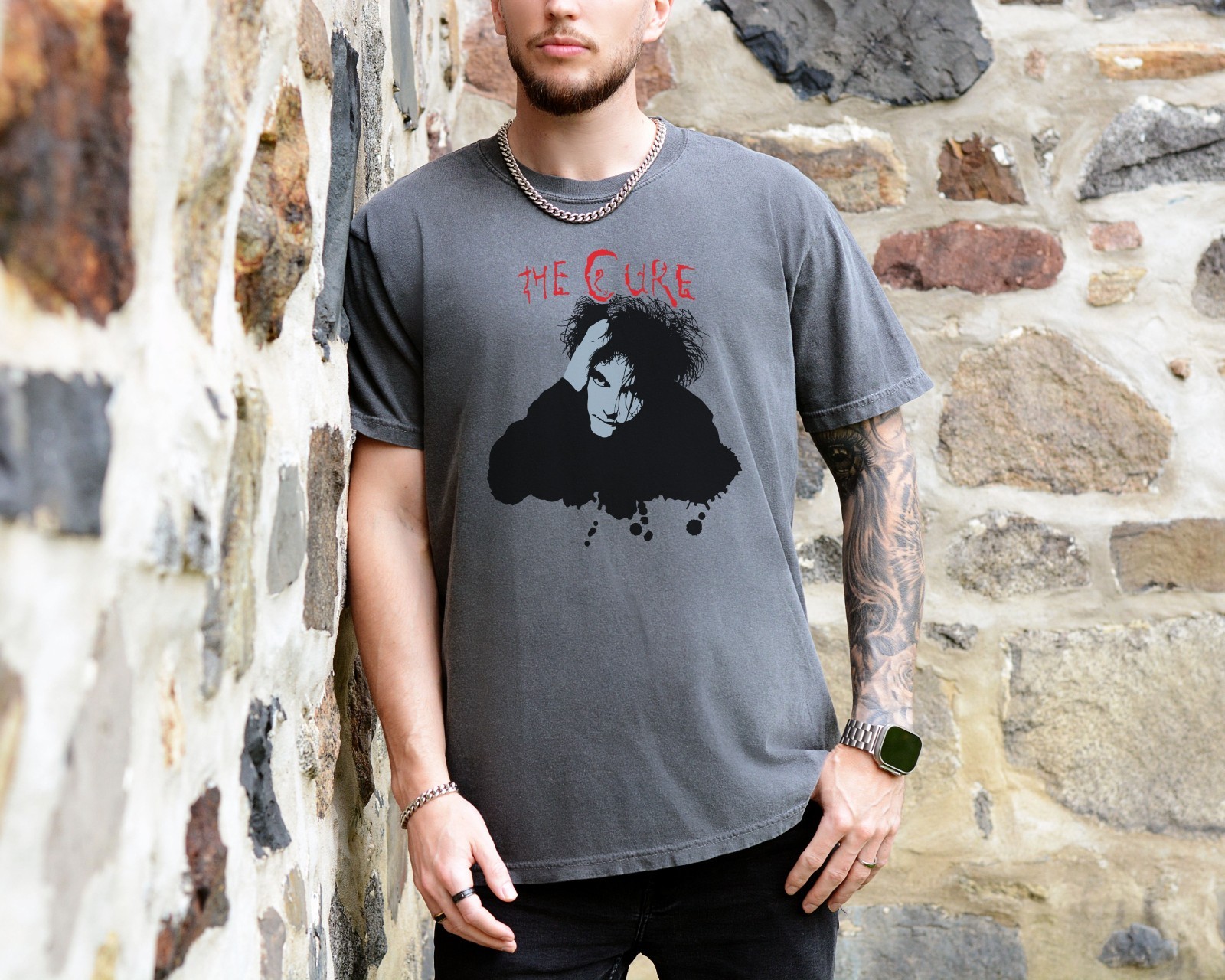 The Cure Robert Smith T-Shirt on Premium Vintage Black Comfort Colors 1717 Tee gallery