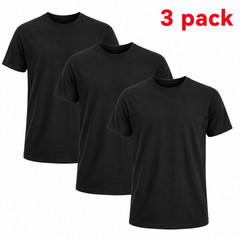 3 Pack of Men’s Heavy Cotton T-Shirt Plain Blank Crew Neck Short Sleeve Tee