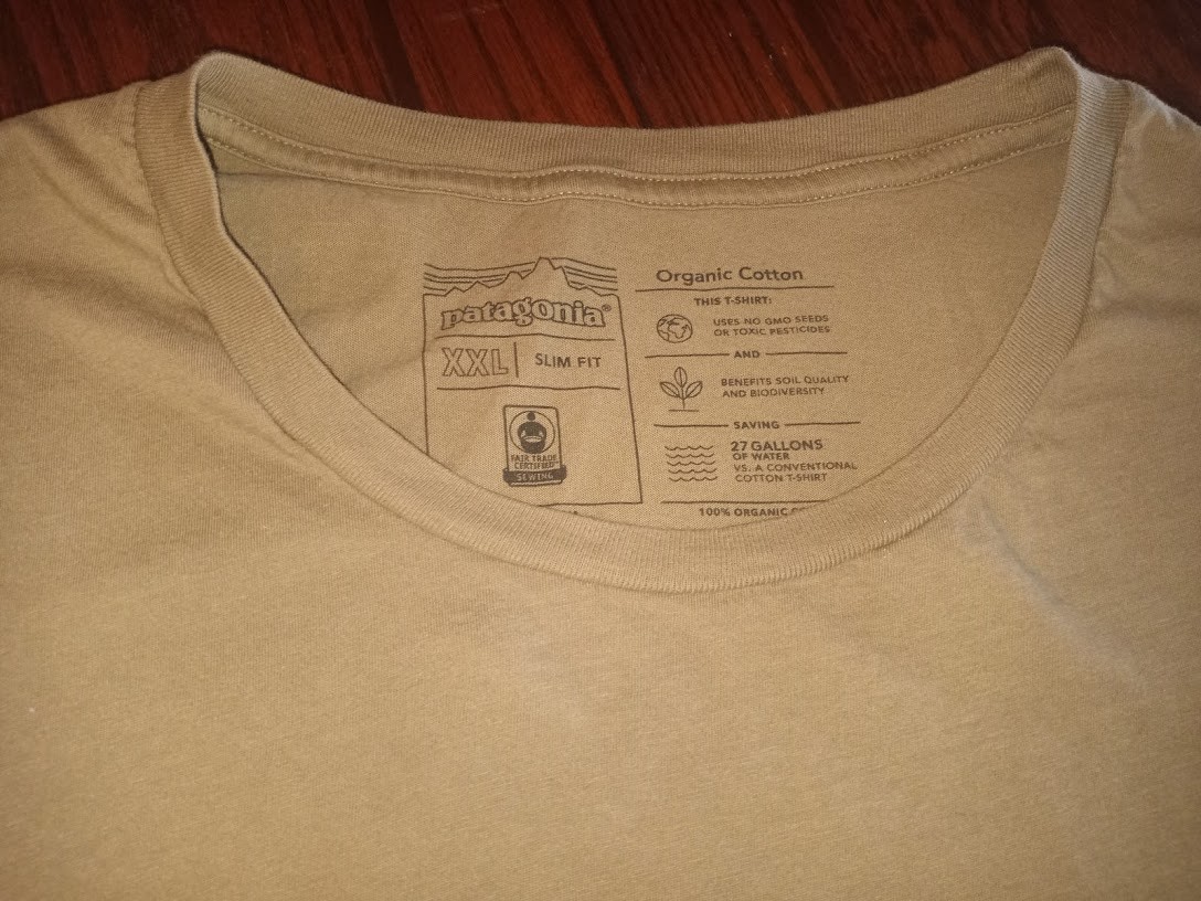 Patagonia T Shirt Camping Men’s XXL Live Simply Olive Green Organic Cotton (01) gallery