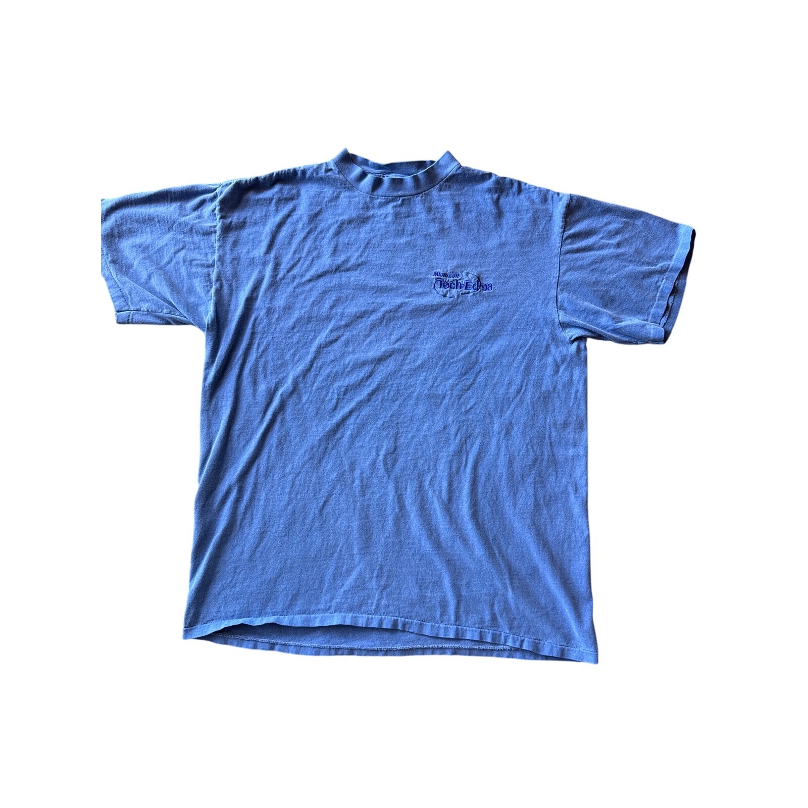 Vtg Microsoft Tech-Ed 98 Single Stitched Mexico Made Faded Periwinkle L Oneita